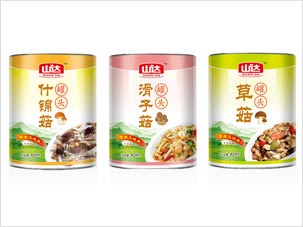 北京山达食品公司蘑菇罐头包装设计