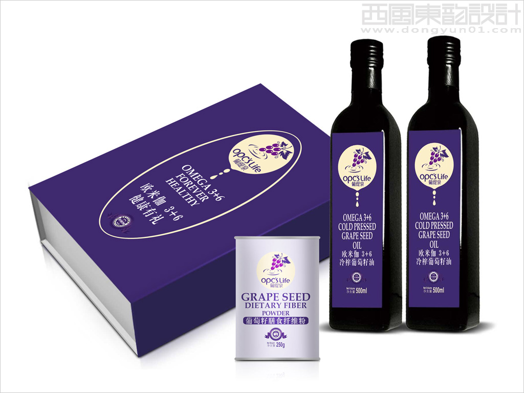 葡缇泉欧米咖3+6冷榨葡萄籽油礼盒包装设计