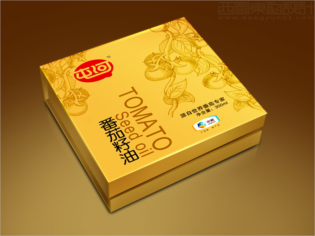 中粮屯河股份有限公司番茄籽油包装设计之金色番茄籽油礼盒包装设计