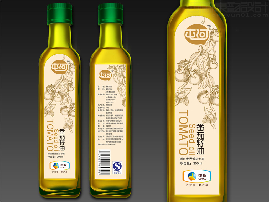 中粮屯河股份有限公司番茄籽油包装设计之番茄籽油瓶签设计