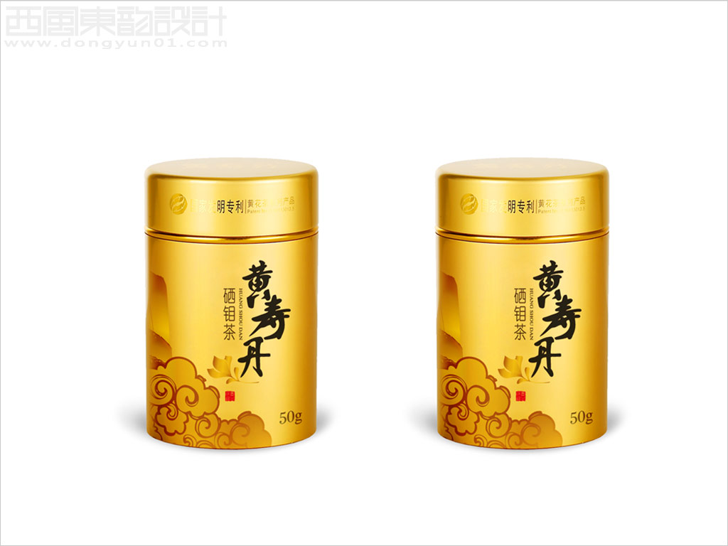 陕西金杉国际集团公司黄寿丹硒钼茶铁罐包装设计