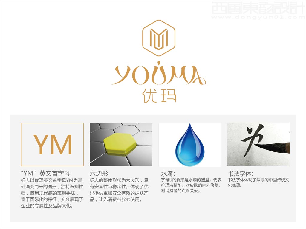 北京优玛化妆品有限公司标志设计创意理念说明释义图