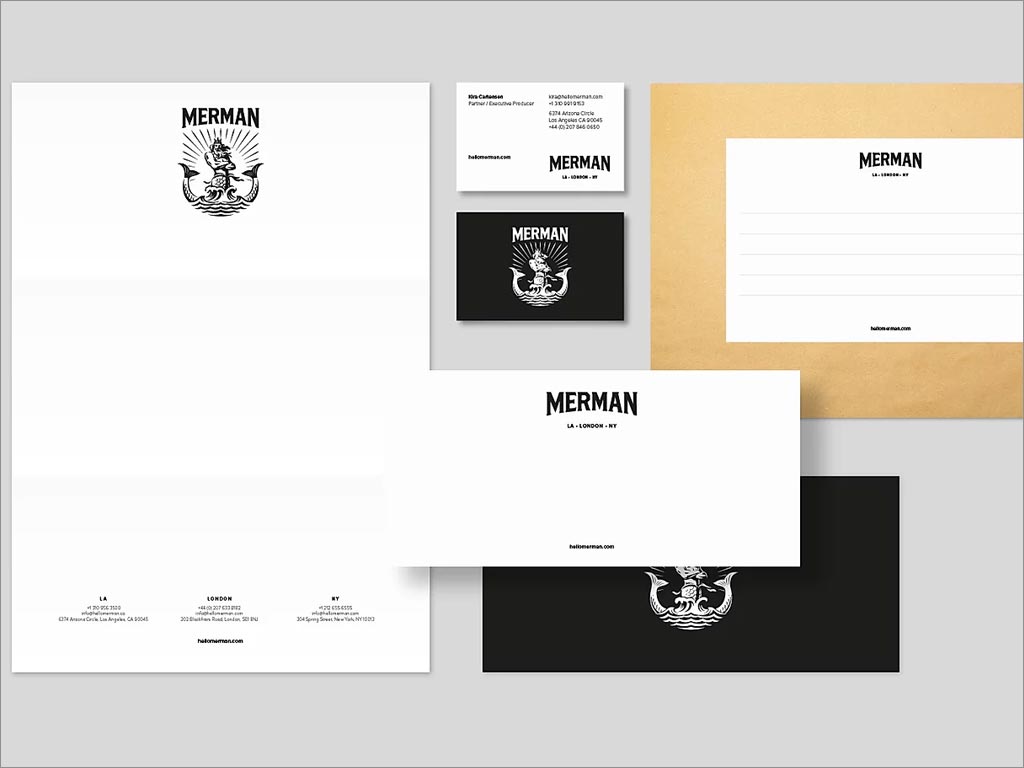 英国Merman独立媒体制作公司品牌形象信封信纸设计