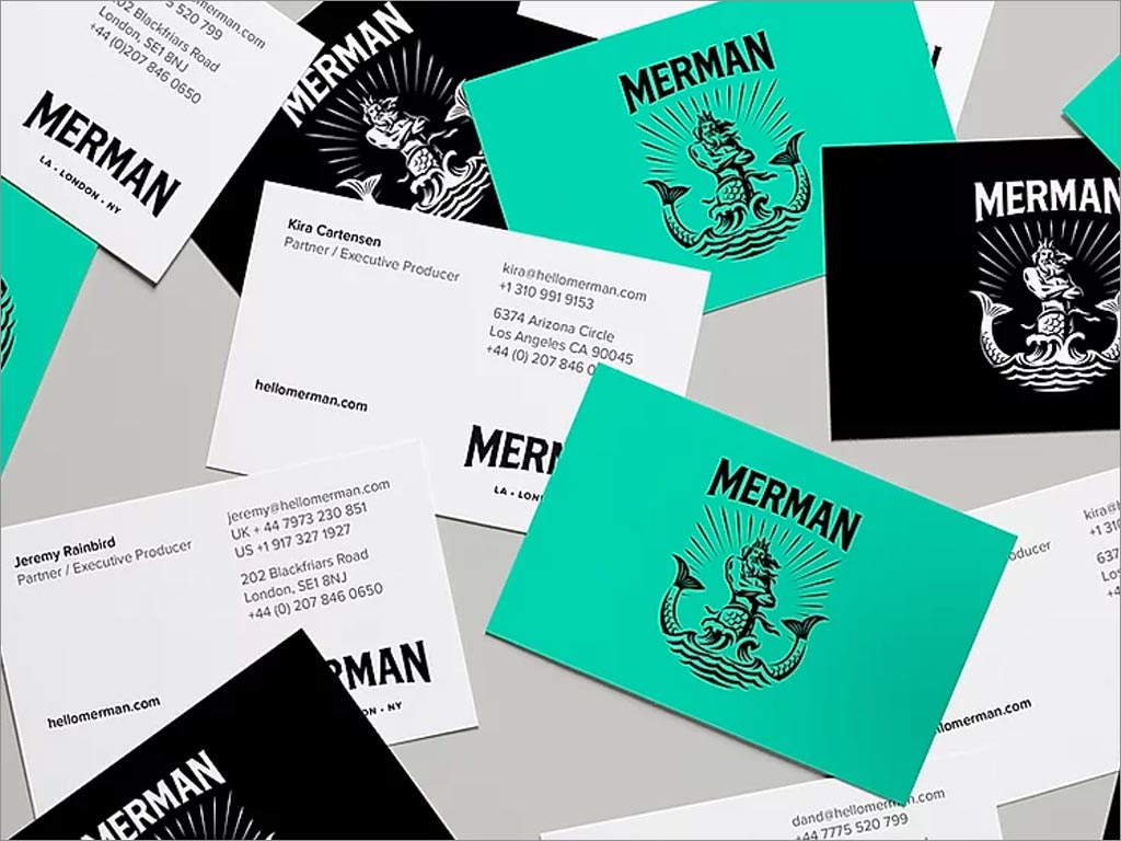 英国Merman独立媒体制作公司品牌形象名片设计