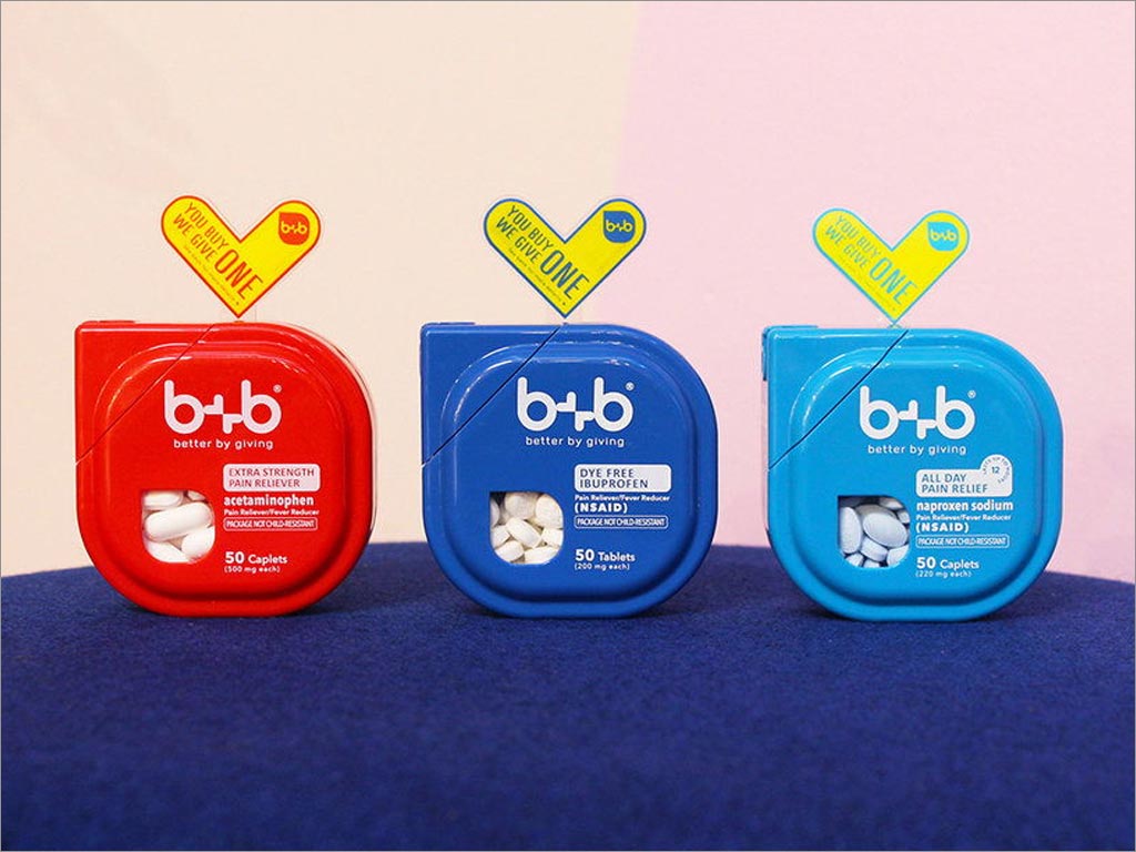 美国b+b心形药盒包装设计