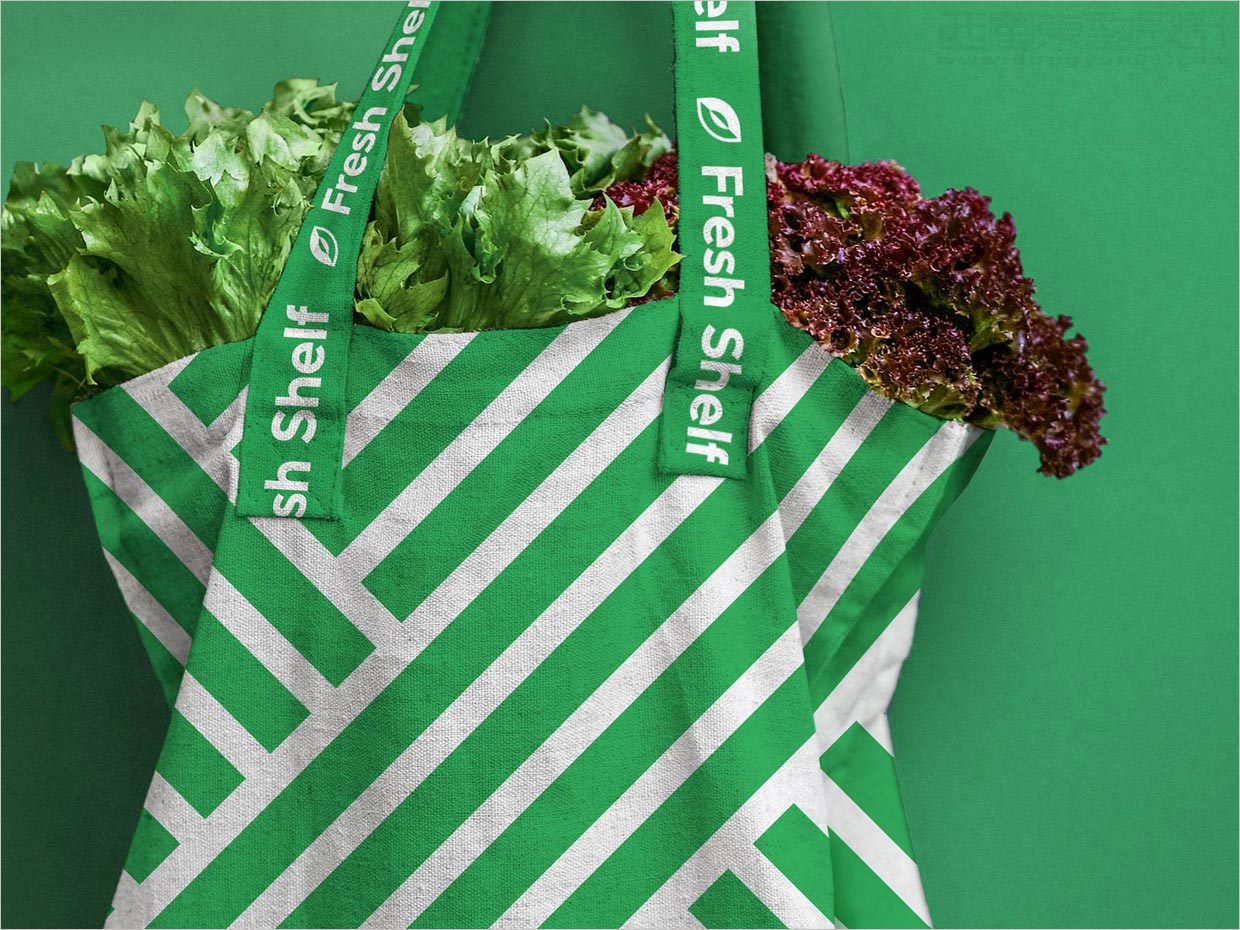 俄罗斯Fresh Shelf水果蔬菜店品牌形象设计之手提袋设计