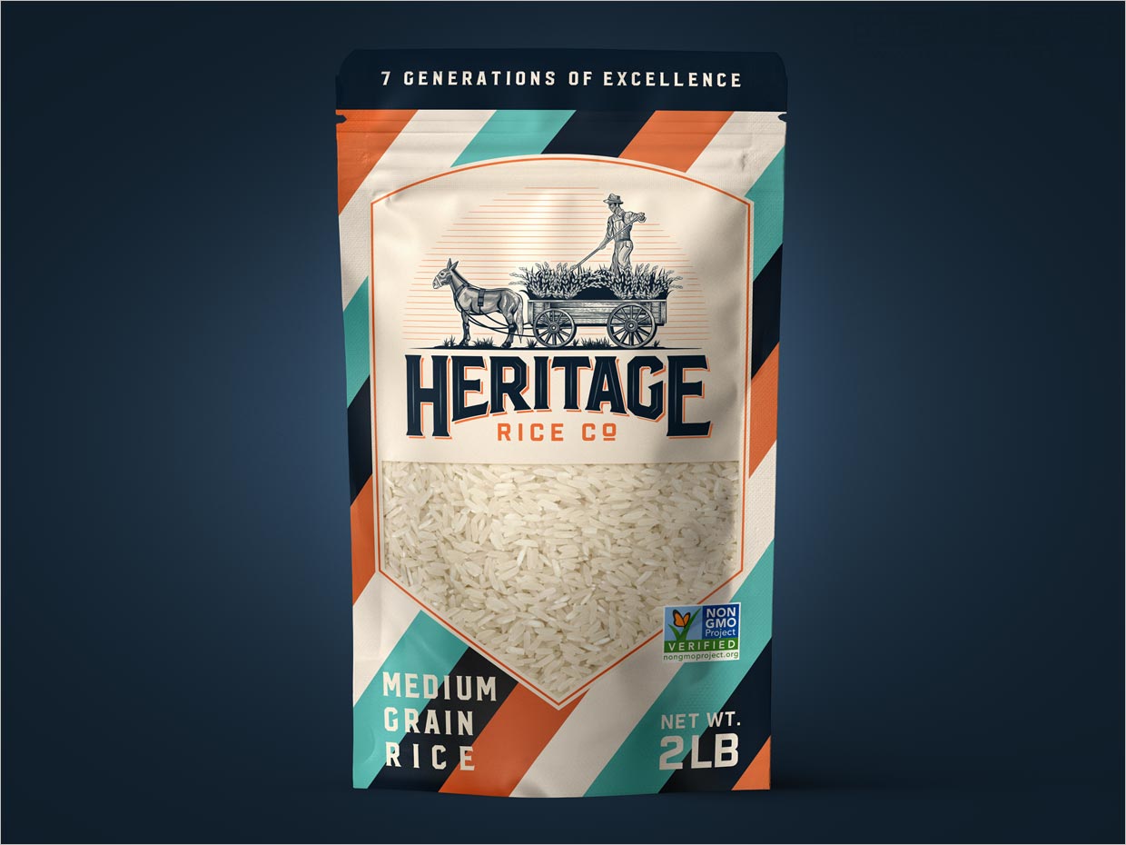 美国Heritage大米农产品包装设计