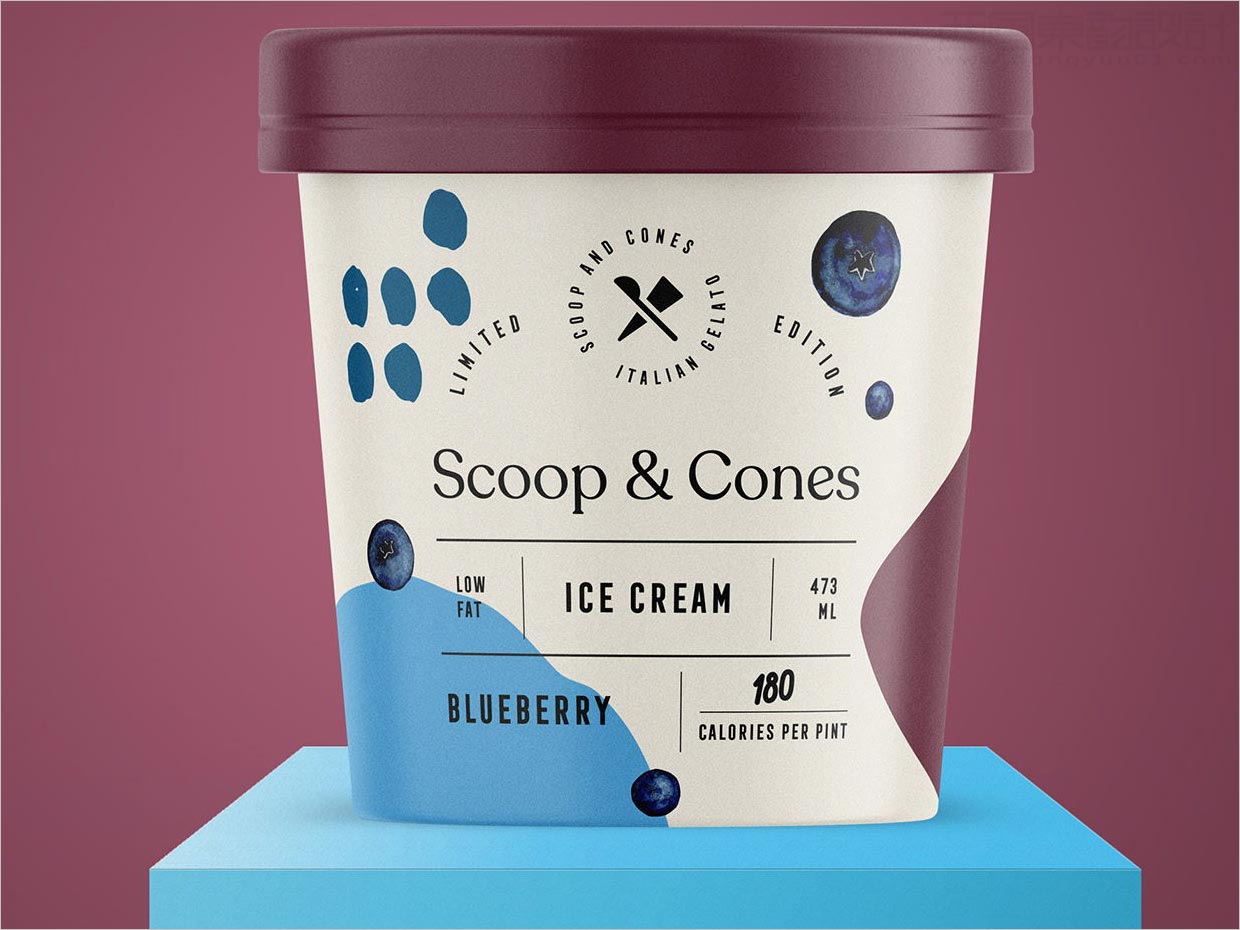 Scoop＆Cones蓝莓味冰淇淋包装设计