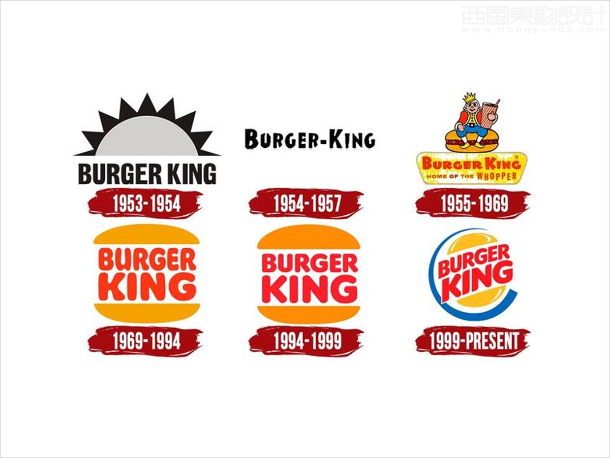 汉堡王快餐品牌logo设计变革图
