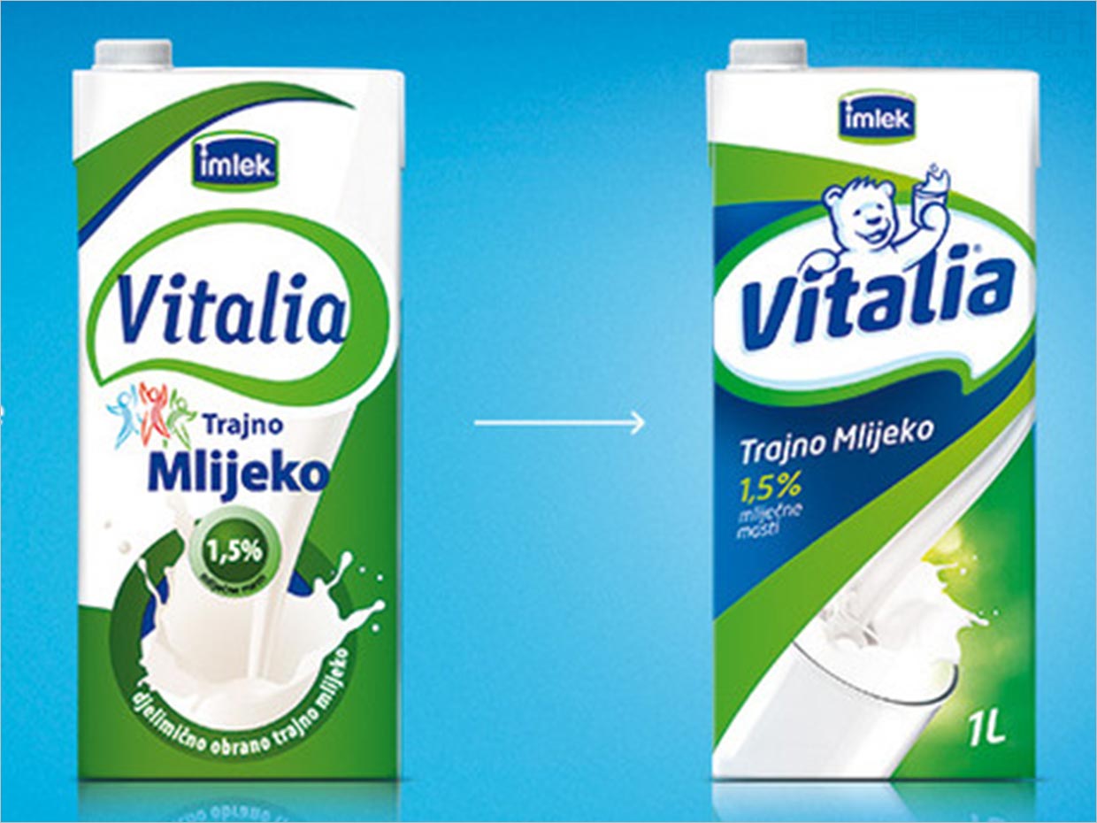 塞尔维亚Vitalia牛奶包装设计之新旧包装对比