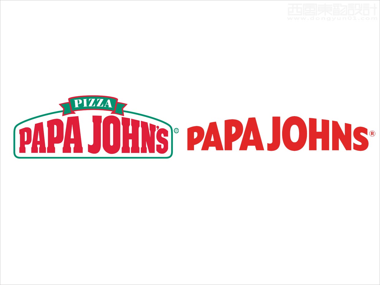 棒约翰披萨快餐连锁品牌logo设计之新旧logo设计对比