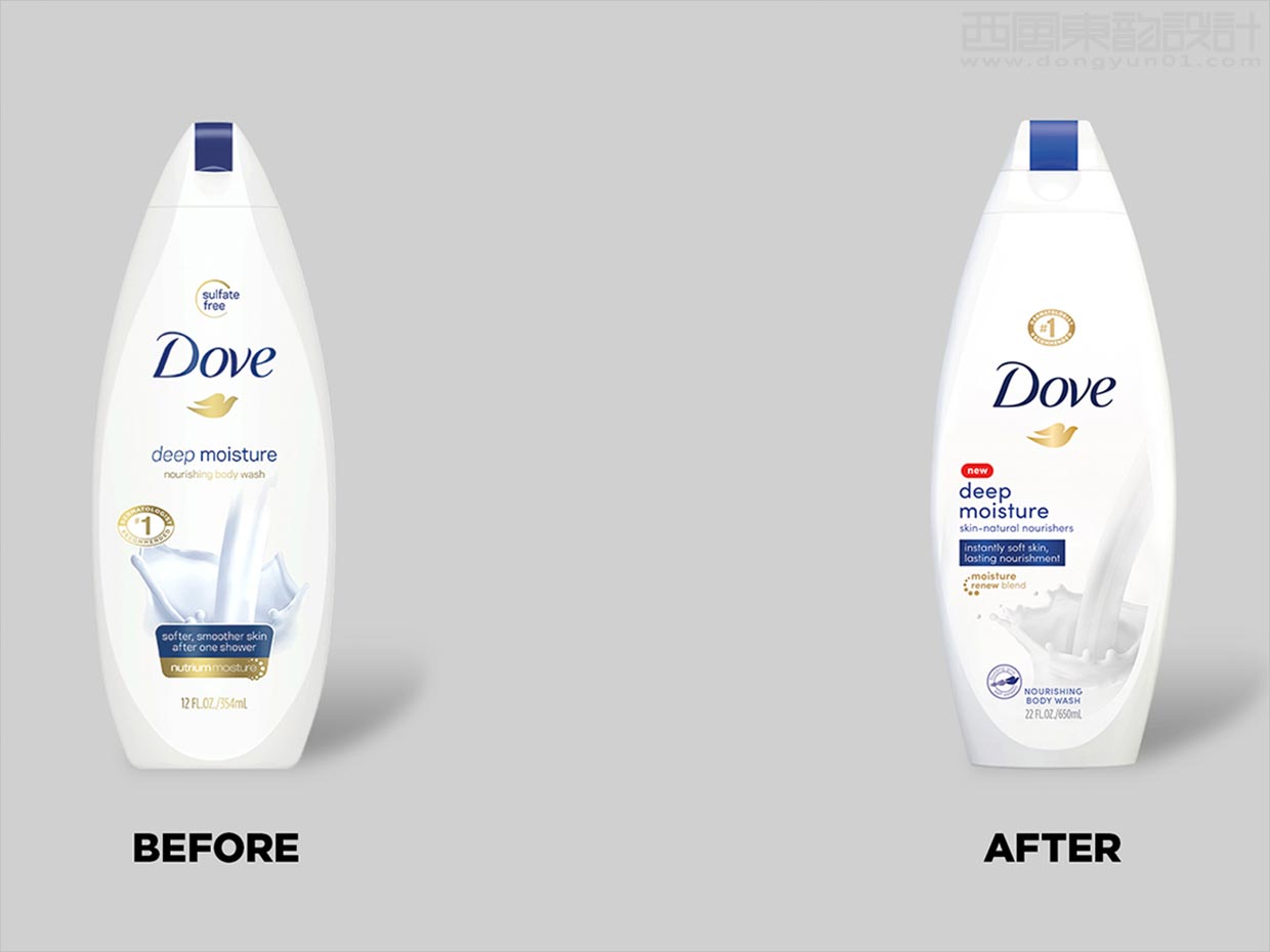 联合利华Dove身体沐浴露个人护理产品包装设计之新旧包装设计对比